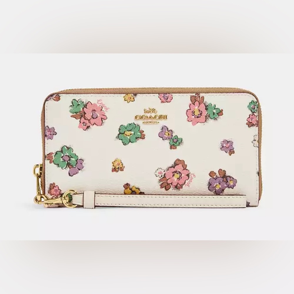 COACH Long Zip Around Wallet With Spaced Floral Field Print